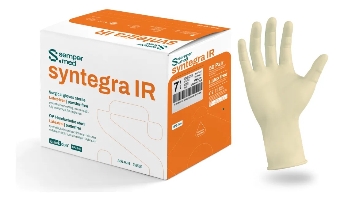 Caja de guantes quirúrgicos Sempermed Syntegra IR de polisopreno